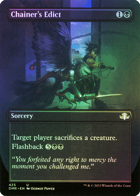 Chainer's Edict (Borderless)\nDominaria Remastered - Borderless\nSingle\nMagic The Gathering