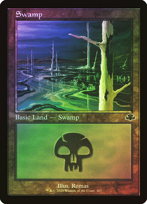 Swamp (#407) (Retro Frame)\nDominaria Remastered - Retro Frame\nSingle\nMagic The Gathering