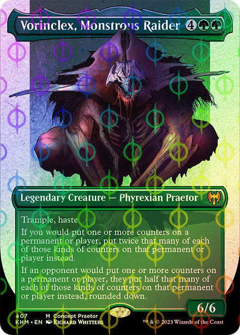 Vorinclex, Monstrous Raider (Borderless) (Compleat Foil)\nKaldheim - Variants\nSingle\nMagic The Gathering