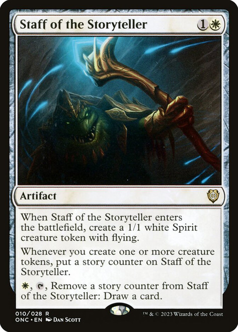 Staff of the Storyteller\nPhyrexia: All Will Be One Commander\nSingle\nMagic The Gathering