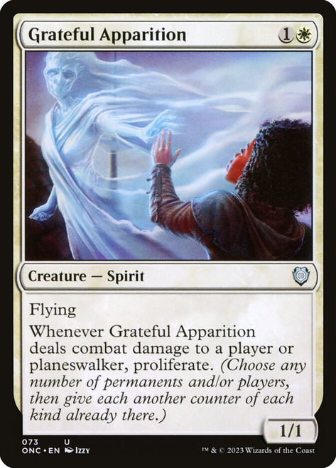 Grateful Apparition\nPhyrexia: All Will Be One Commander\nSingle\nMagic The Gathering