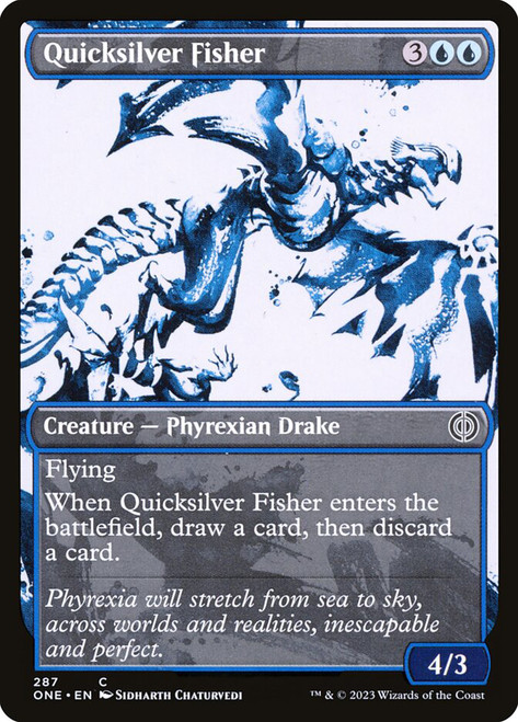 Quicksilver Fisher (Showcase)\nPhyrexia: All Will Be One - Variants\nSingle\nMagic The Gathering