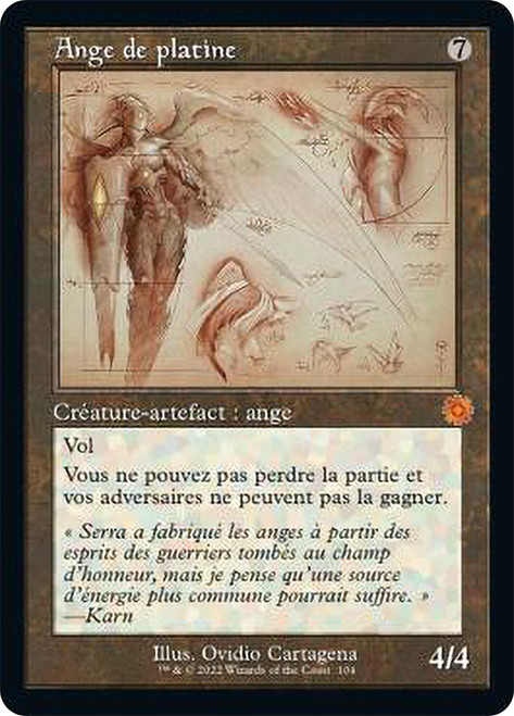 Platinum Angel (#104) (Retro Frame)\nThe Brothers' War Retro Artifacts - Schematics - French\nSingle\nMagic The Gathering