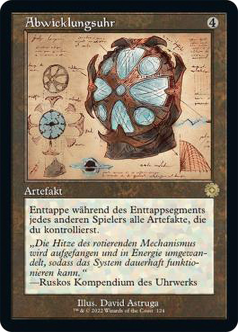 Unwinding Clock (#124) (Retro Frame)\nThe Brothers' War Retro Artifacts - Schematics - German\nSingle\nMagic The Gathering