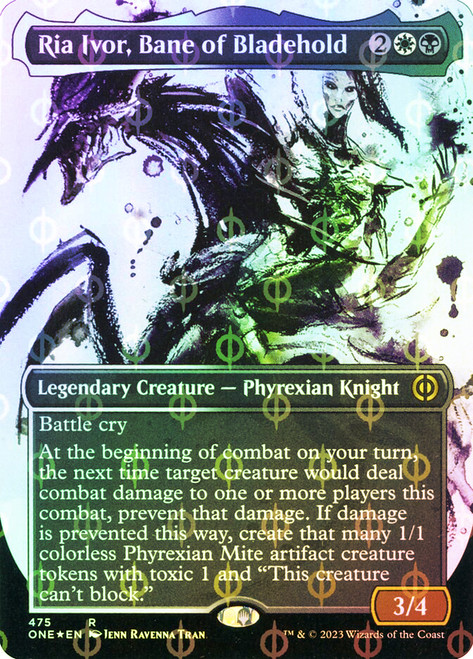 Ria Ivor, Bane of Bladehold (#475) (Borderless) (Showcase) (Compleat Foil)\nPhyrexia: All Will Be One - Alternate Foil\nSingle\nMagic The Gathering