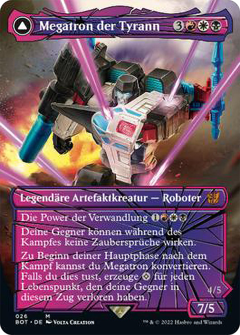Megatron, Tyrant // Megatron, Destructive Force (Borderless)\nTransformers - Variants - German\nSingle\nMagic The Gathering