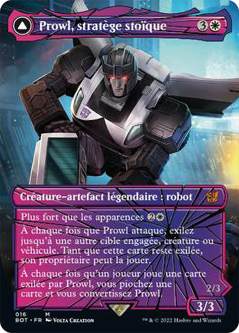 Prowl, Stoic Strategist // Prowl, Pursuit Vehicle (Borderless)\nTransformers - Variants - French\nSingle\nMagic The Gathering