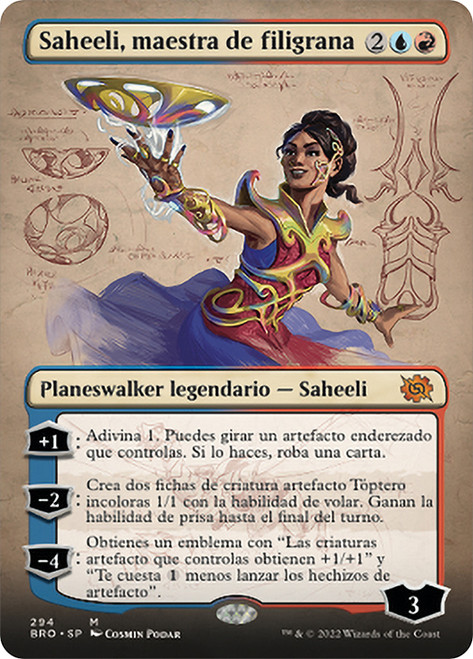 Saheeli, Filigree Master (Borderless)\nThe Brothers' War - Variants - Spanish\nSingle\nMagic The Gathering