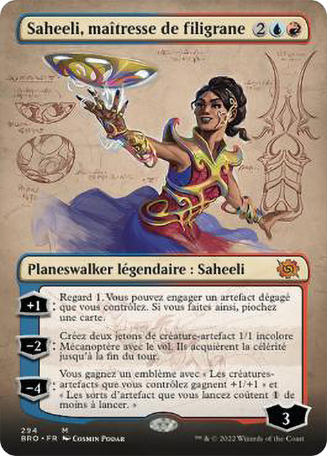 Saheeli, Filigree Master (Borderless)\nThe Brothers' War - Variants - French\nSingle\nMagic The Gathering