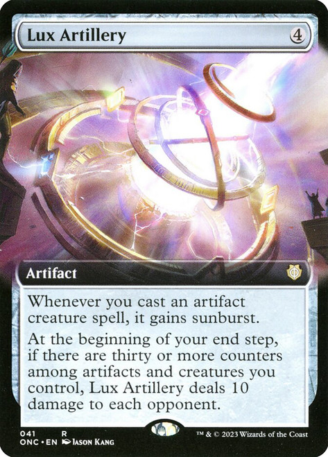 Lux Artillery (Extended Art)\nPhyrexia: All Will Be One Commander - Variants\nSingle\nMagic The Gathering