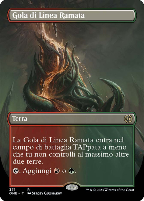 Copperline Gorge (Borderless)\nPhyrexia: All Will Be One - Variants - Italian\nSingle\nMagic The Gathering