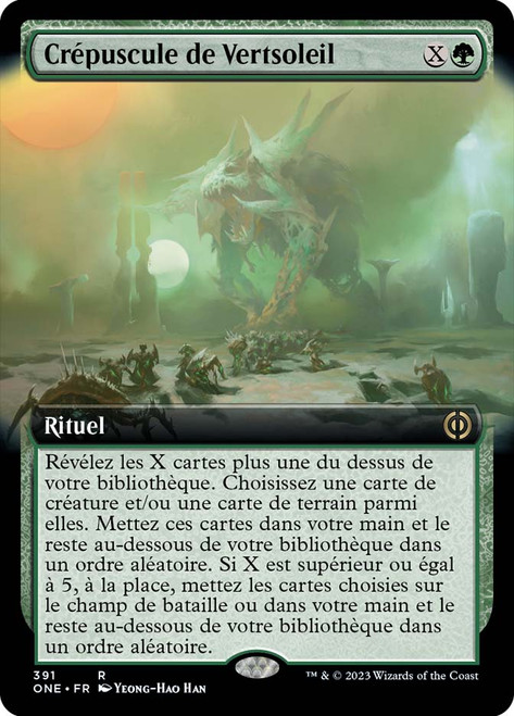 Green Sun's Twilight (Extended Art)\nPhyrexia: All Will Be One - Variants - French\nSingle\nMagic The Gathering