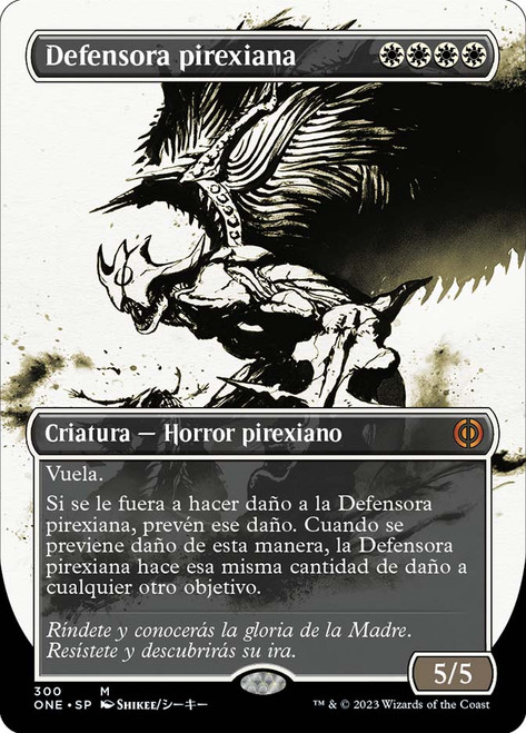 Phyrexian Vindicator (#300) (Borderless) (Showcase)\nPhyrexia: All Will Be One - Variants - Spanish\nSingle\nMagic The Gathering