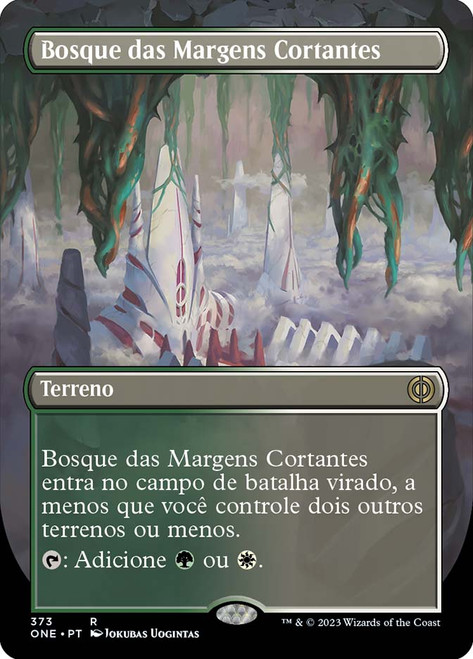 Razorverge Thicket (Borderless)\nPhyrexia: All Will Be One - Variants - Portuguese\nSingle\nMagic The Gathering
