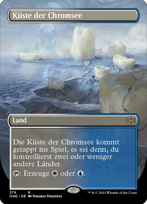 Seachrome Coast (Borderless)\nPhyrexia: All Will Be One - Variants - German\nSingle\nMagic The Gathering