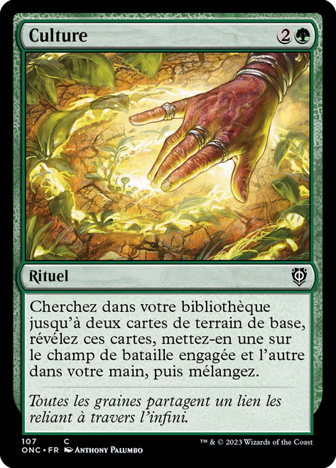 Cultivate\nPhyrexia: All Will Be One Commander - French\nSingle\nMagic The Gathering