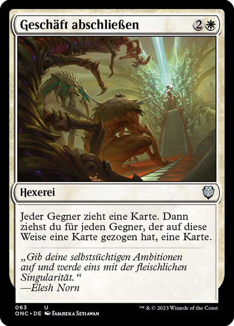 Cut a Deal\nPhyrexia: All Will Be One Commander - German\nSingle\nMagic The Gathering