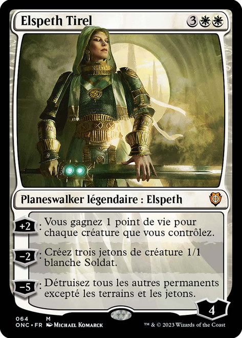 Elspeth Tirel\nPhyrexia: All Will Be One Commander - French\nSingle\nMagic The Gathering