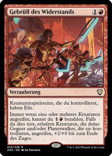 Roar of Resistance\nPhyrexia: All Will Be One Commander - German\nSingle\nMagic The Gathering
