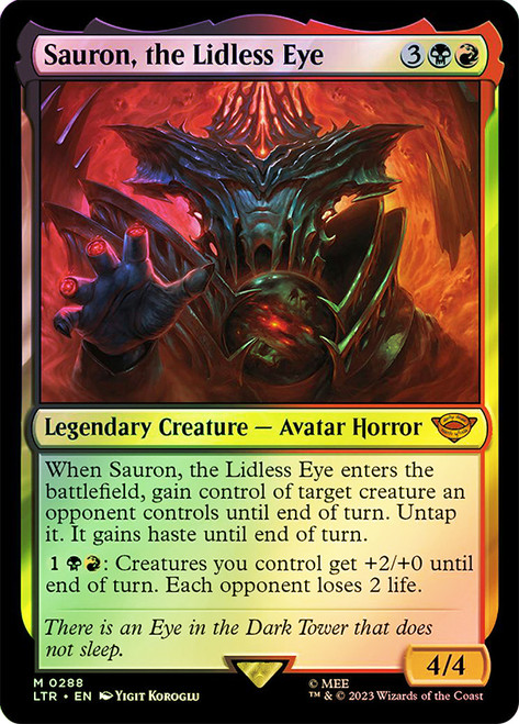 Sauron, the Lidless Eye\nThe Lord of the Rings\nSingle\nMagic The Gathering