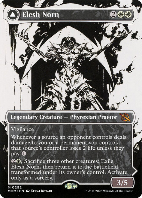 Elesh Norn // The Argent Etchings (Borderless) (Showcase)\nMarch of the Machine - Variants\nSingle\nMagic The Gathering