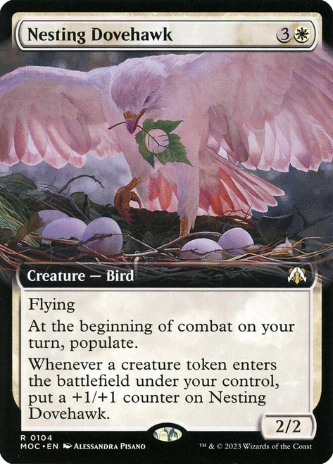 Nesting Dovehawk (Extended Art)\nMarch of the Machine Commander - Variants\nSingle\nMagic The Gathering