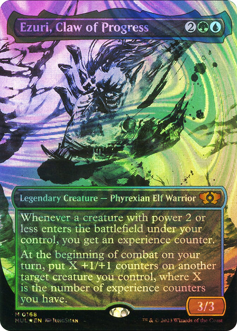 Ezuri, Claw of Progress (Showcase) (Halo Foil)\nMultiverse Legends - Alternate Foil\nSingle\nMagic The Gathering