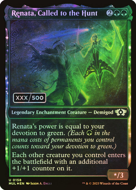 Renata, Called to the Hunt (Serial Number) (Showcase)\nMultiverse Legends - Serialized\nSingle\nMagic The Gathering