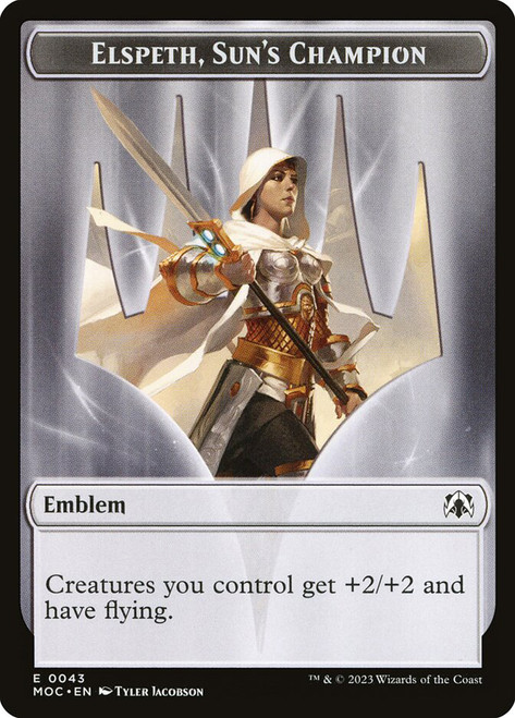 {Elspeth, Sun's Champion Emblem} // {Warrior Token}\nMarch of the Machine Commander\nSingle\nMagic The Gathering