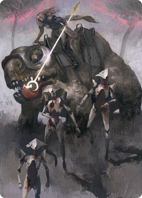 {Thalia and The Gitrog Monster Art Card}\nArt Series: March of the Machine\nSingle\nMagic The Gathering