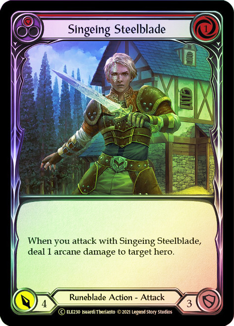 Singeing Steelblade (Red) Rainbow Foil English