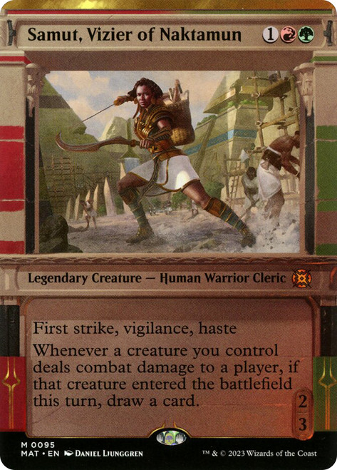Samut, Vizier of Naktamun (Showcase)\nMarch of the Machine: The Aftermath - Variants\nSingle\nMagic The Gathering