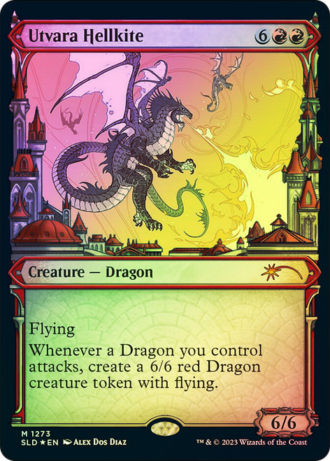 Utvara Hellkite (Secret Lair) (Showcase) (Halo Foil)\nPromo: General - Alternate Foil\nSingle\nMagic The Gathering