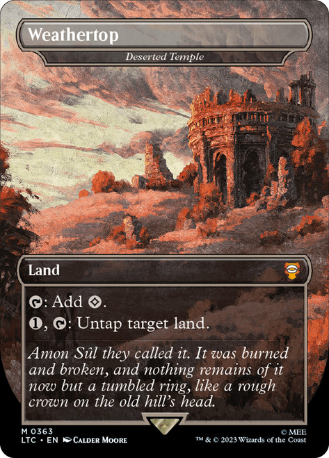 Deserted Temple (Weathertop) (Borderless)\nThe Lord of the Rings Commander - Variants\nSingle\nMagic The Gathering