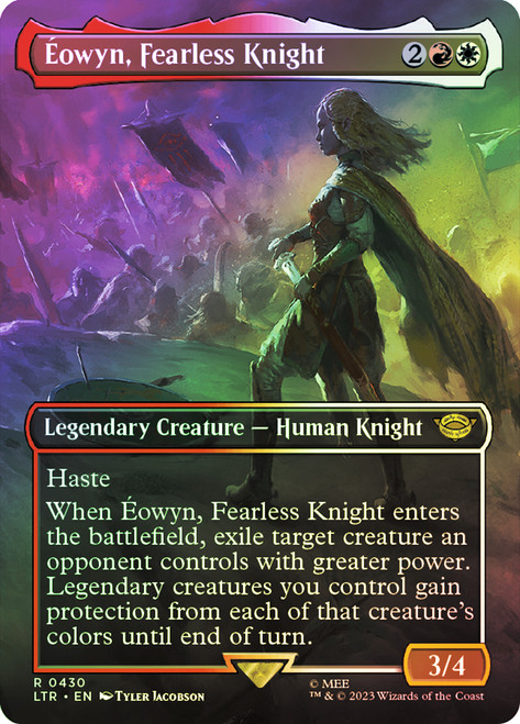 Eowyn, Fearless Knight (Borderless)\nThe Lord of the Rings - Variants\nSingle\nMagic The Gathering