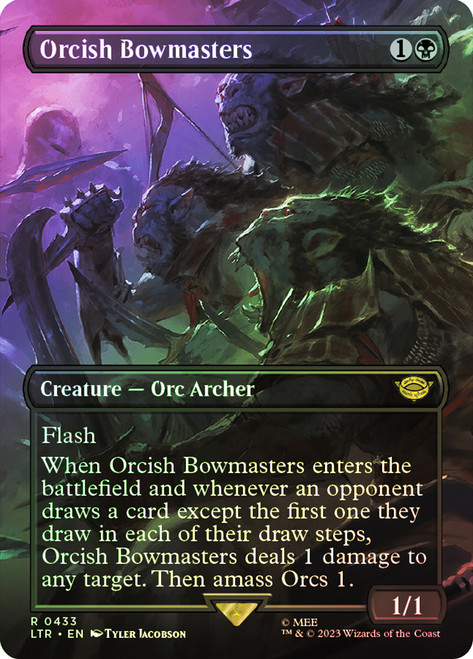 Orcish Bowmasters (Borderless)\nThe Lord of the Rings - Variants\nSingle\nMagic The Gathering