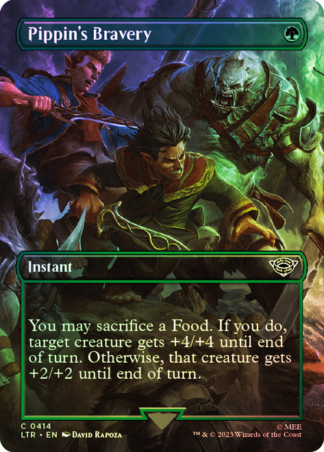Pippin's Bravery (Borderless)\nThe Lord of the Rings - Variants\nSingle\nMagic The Gathering