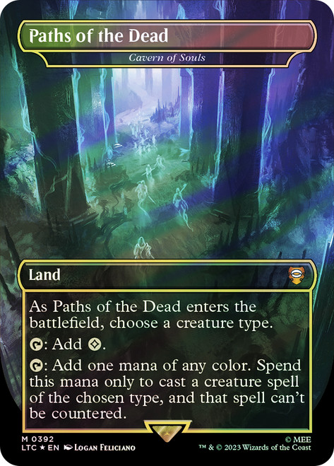 Cavern of Souls (Paths of the Dead) (Borderless) (Surge Foil)\nThe Lord of the Rings Commander - Alternate Foil\nSingle\nMagic The Gathering