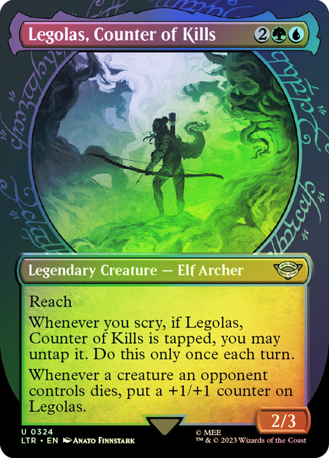 Legolas, Counter of Kills (#324) (Showcase)\nThe Lord of the Rings - Variants\nSingle\nMagic The Gathering