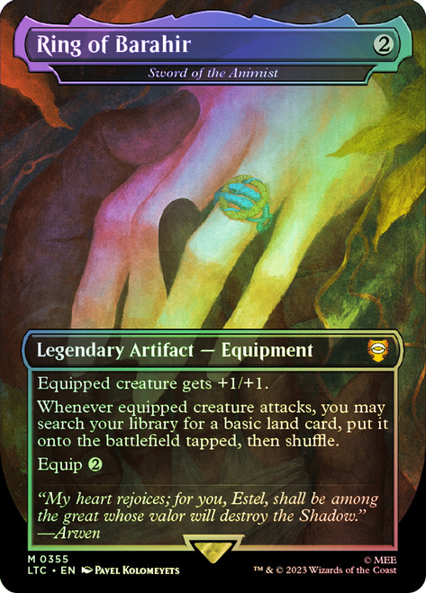Sword of the Animist (Ring of Barahir) (Borderless)\nThe Lord of the Rings Commander - Variants\nSingle\nMagic The Gathering