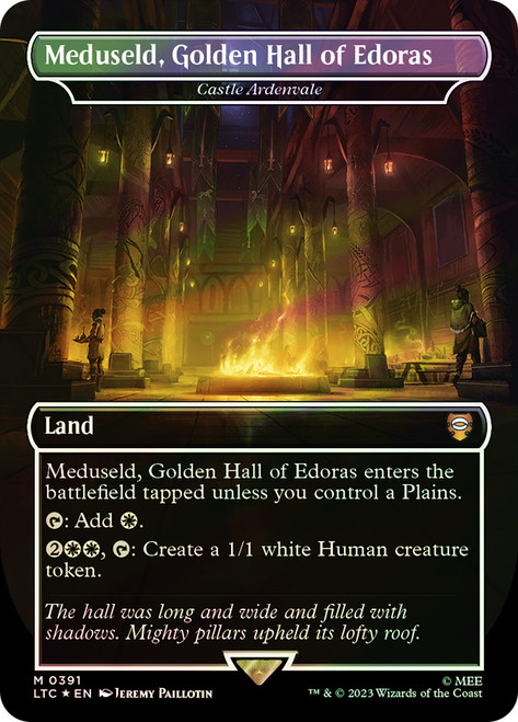 Castle Ardenvale (Meduseld, Golden Hall of Edoras) (Borderless) (Surge Foil)\nThe Lord of the Rings Commander - Alternate Foil\nSingle\nMagic The Gathering