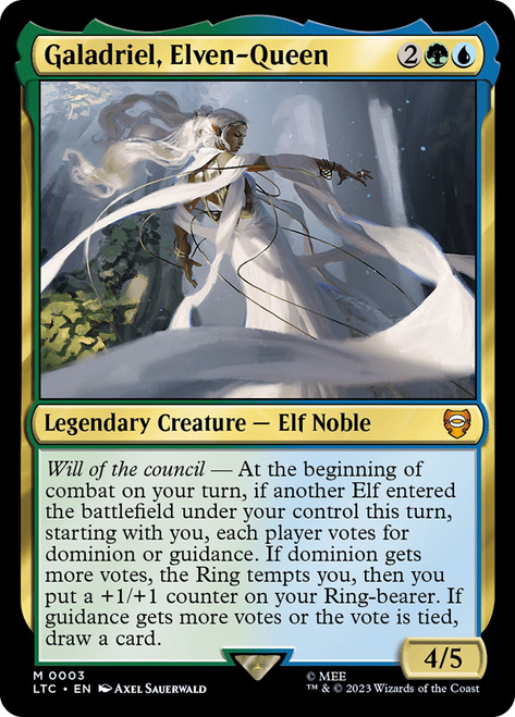 Galadriel, Elven-Queen\nThe Lord of the Rings Commander\nSingle\nMagic The Gathering