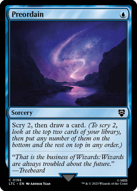 Preordain\nThe Lord of the Rings Commander\nSingle\nMagic The Gathering