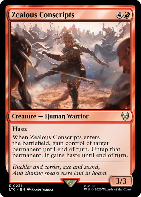 Zealous Conscripts\nThe Lord of the Rings Commander\nSingle\nMagic The Gathering
