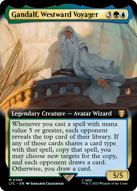 Gandalf, Westward Voyager (Extended Art)\nThe Lord of the Rings Commander - Variants\nSingle\nMagic The Gathering