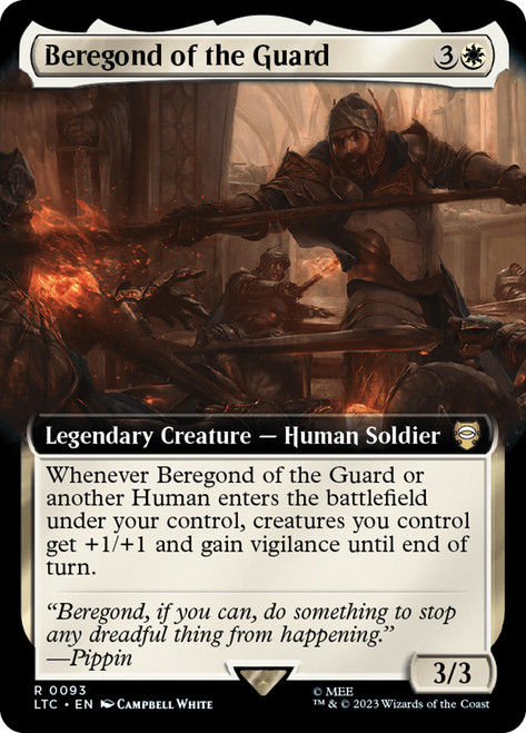 Beregond of the Guard (Extended Art)\nThe Lord of the Rings Commander - Variants\nSingle\nMagic The Gathering
