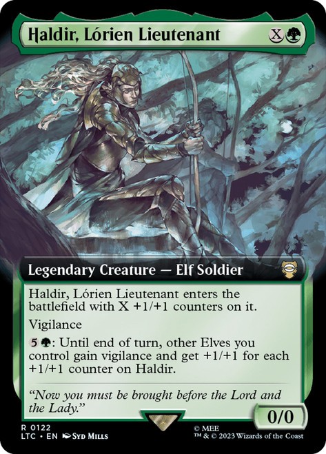 Haldir, Lorien Lieutenant (Extended Art)\nThe Lord of the Rings Commander - Variants\nSingle\nMagic The Gathering