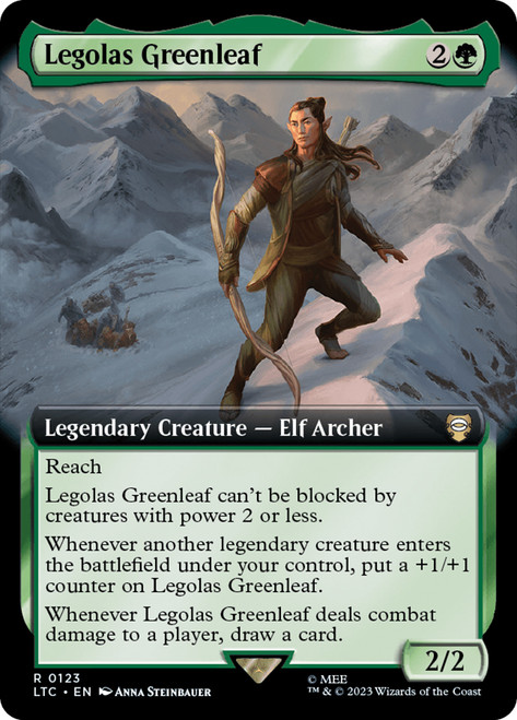 Legolas Greenleaf (Extended Art)\nThe Lord of the Rings Commander - Variants\nSingle\nMagic The Gathering