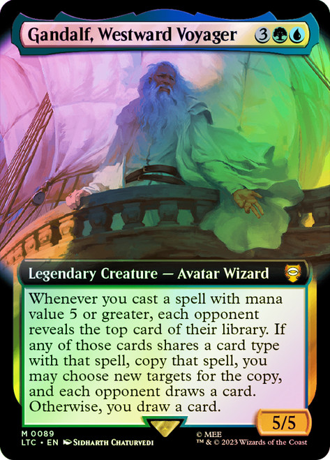 Gandalf, Westward Voyager (Extended Art)\nThe Lord of the Rings Commander - Variants\nSingle\nMagic The Gathering