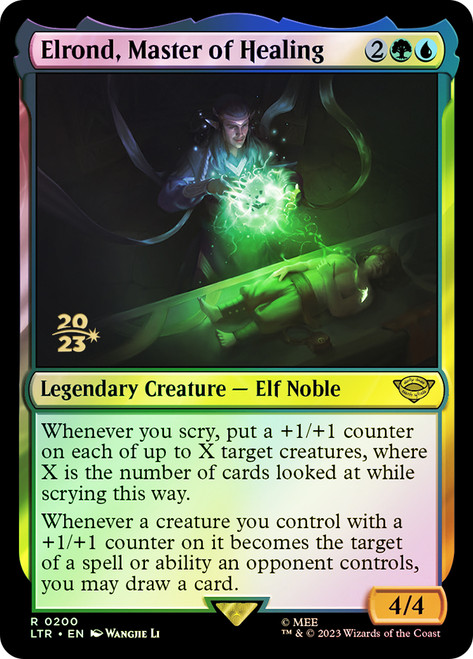 Elrond, Master of Healing (Prerelease) (The Lord of the Rings)\nPromo: Date Stamped\nSingle\nMagic The Gathering
